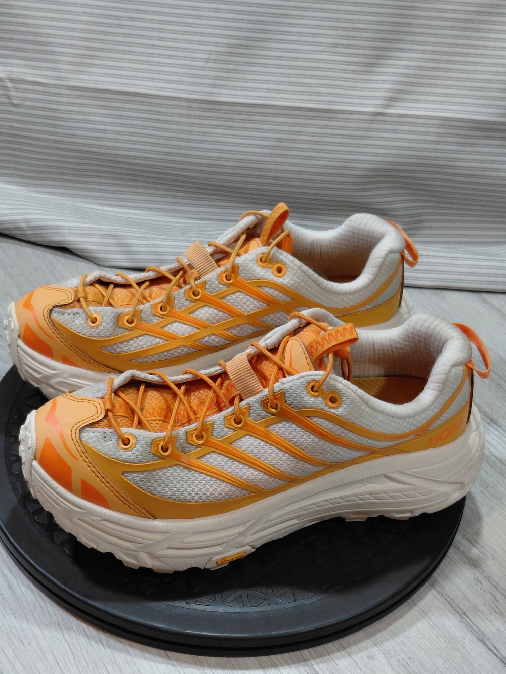 Hoka Women's Mafate Three2 Orange White Trail Hiking Shoes High Traction W7